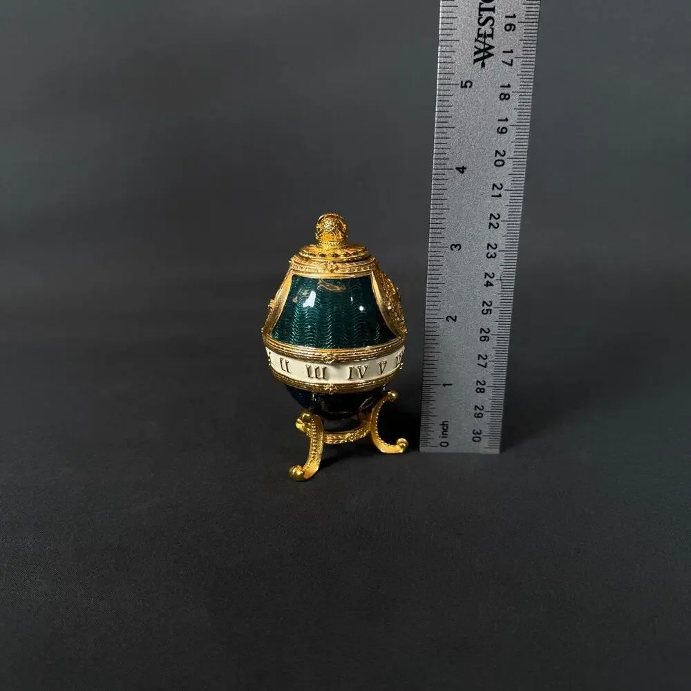 Joan Rivers Imperial Treasures Timepiece Clock Green Egg Enamel 3